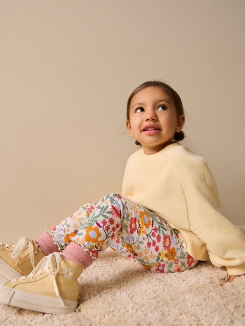 Orange Ditsy Floral Ribbed Leggings (3mths-7yrs) image 1