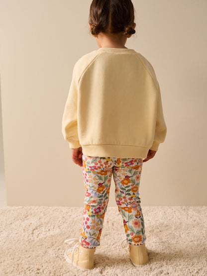 Orange Ditsy Floral Ribbed Leggings (3mths-7yrs) image 3