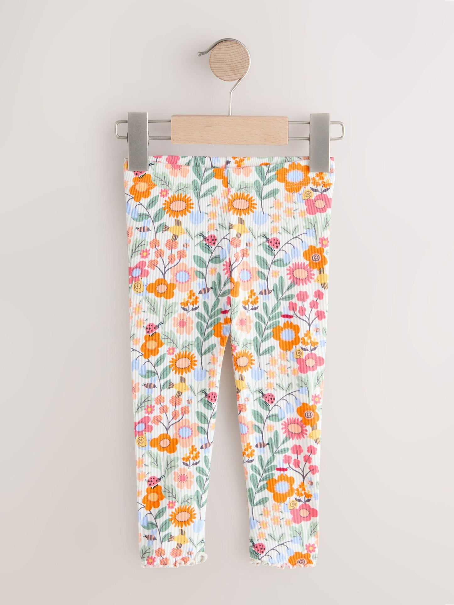 Orange Ditsy Floral Ribbed Leggings (3mths-7yrs) image 4