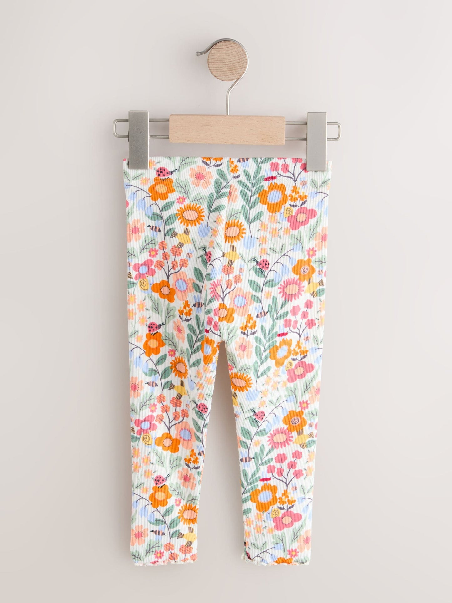 Orange Ditsy Floral Ribbed Leggings (3mths-7yrs) image 5