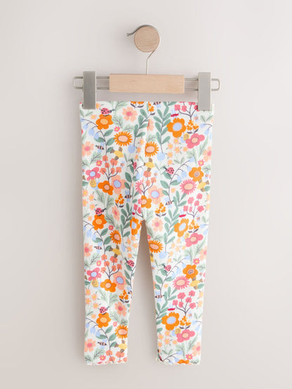 Orange Ditsy Floral Ribbed Leggings (3mths-7yrs) image 5