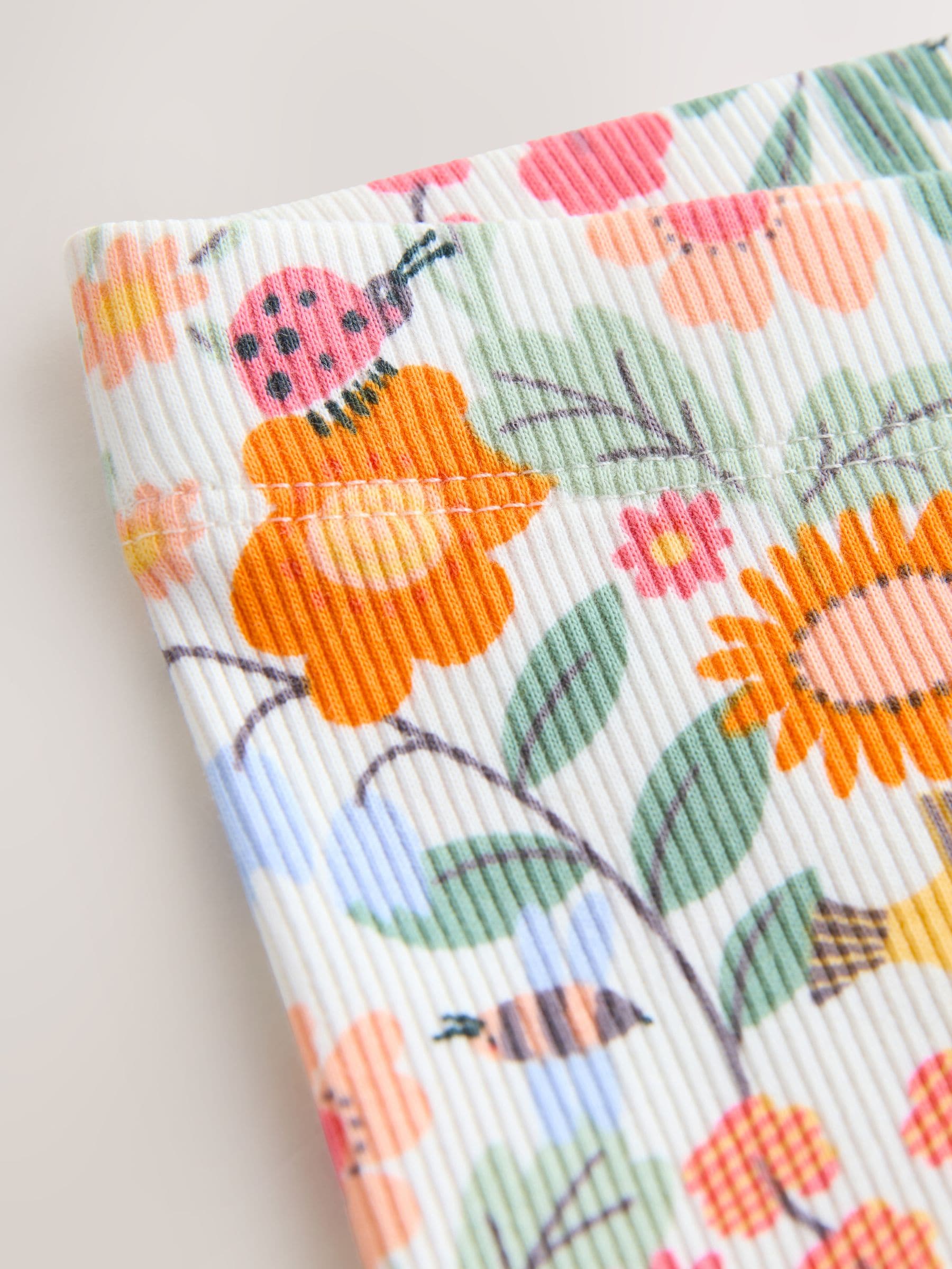 Orange Ditsy Floral Ribbed Leggings (3mths-7yrs) image 6