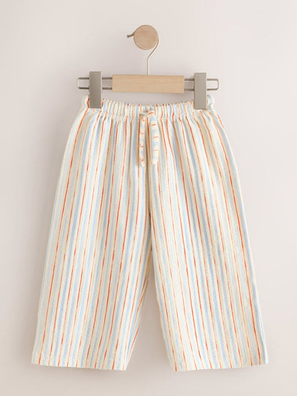 Ecru Red & Blue Stripe Wide Leg Trousers (3mths-7yrs) image 5