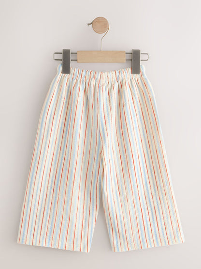 Ecru Red & Blue Stripe Wide Leg Trousers (3mths-7yrs) image 6
