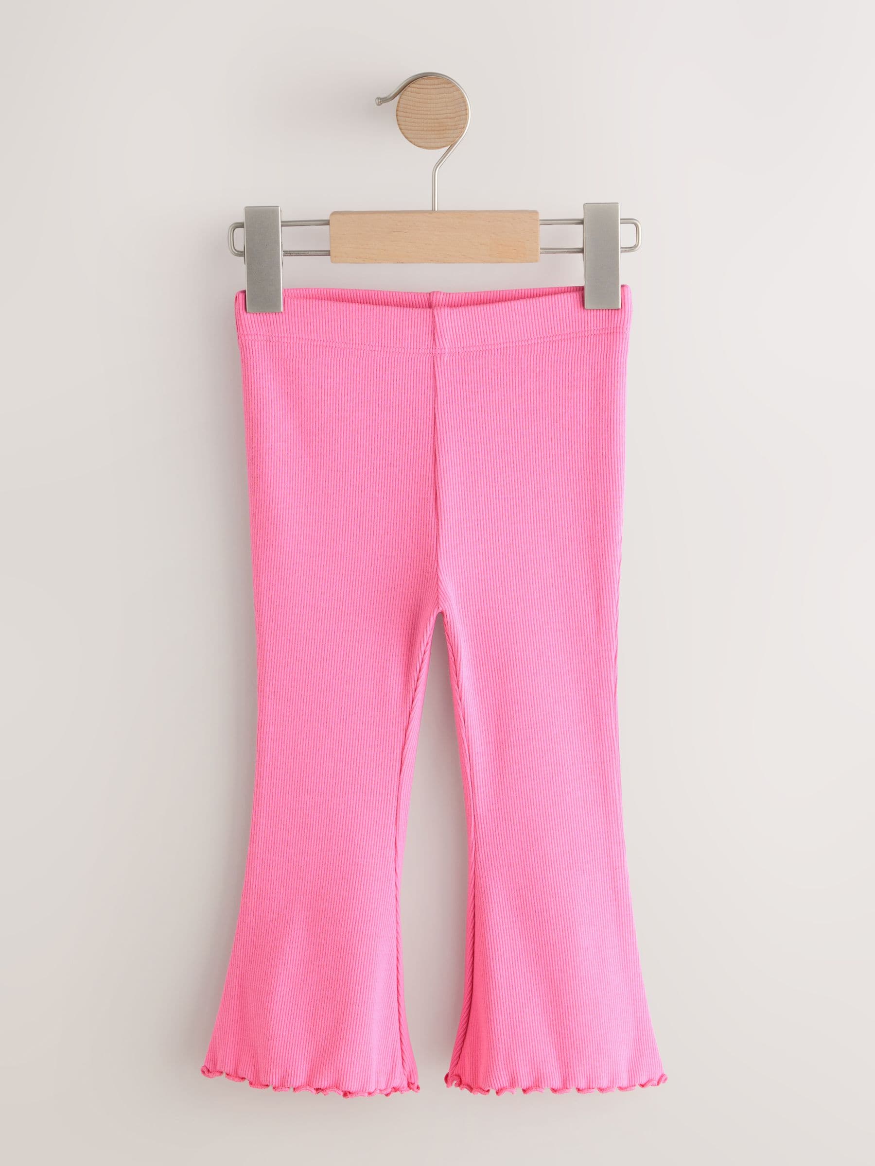 Bright Sugar Pink Rib Flare Leggings (3mths-7yrs) image 3