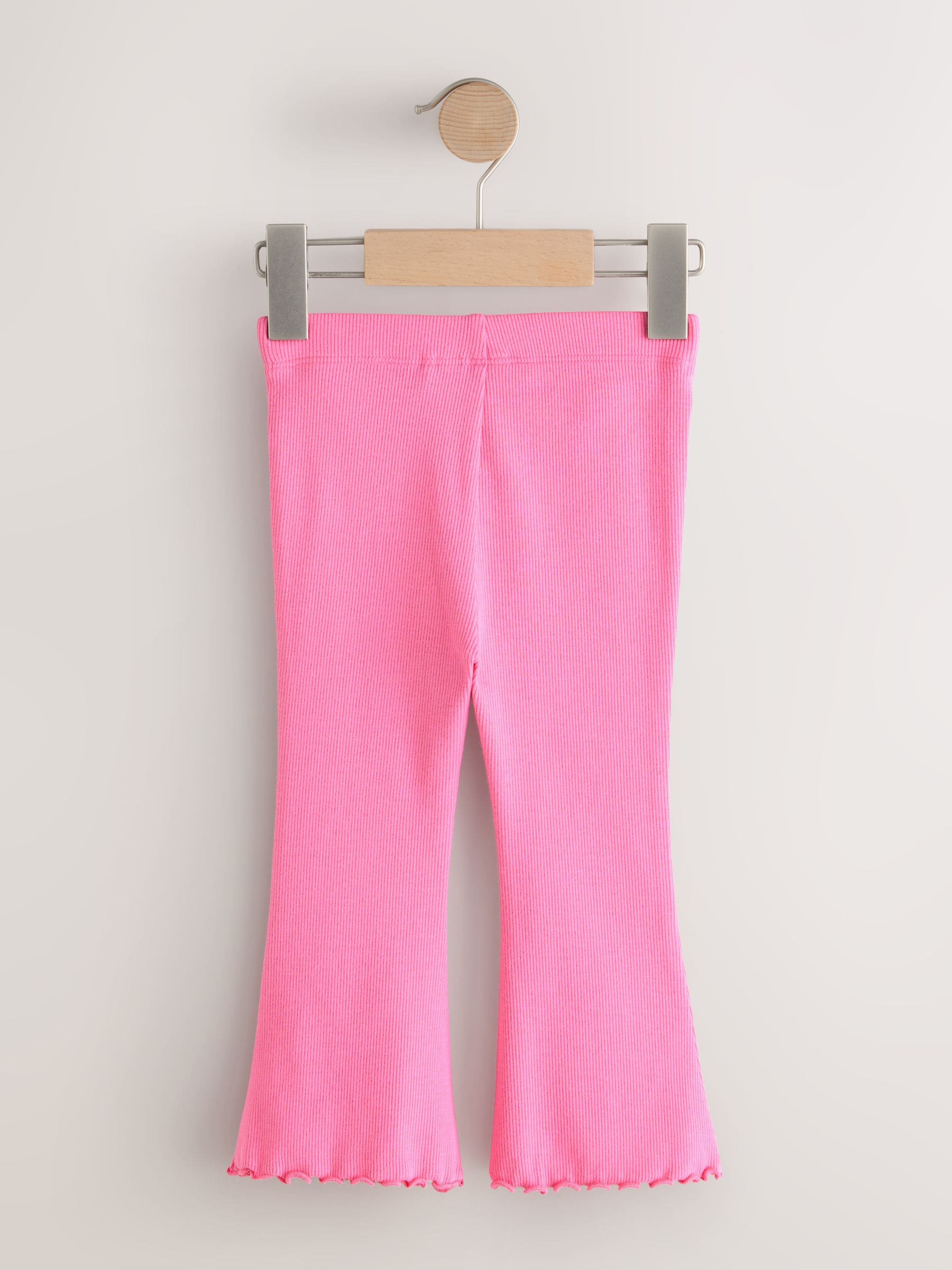 Bright Sugar Pink Rib Flare Leggings (3mths-7yrs) image 4