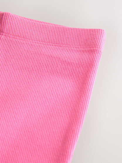 Bright Sugar Pink Rib Flare Leggings (3mths-7yrs) image 5