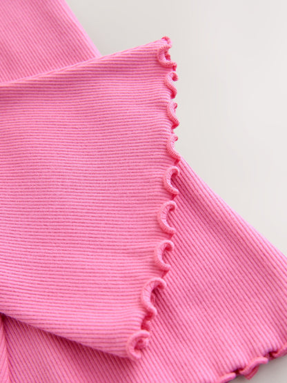 Bright Sugar Pink Rib Flare Leggings (3mths-7yrs) image 6