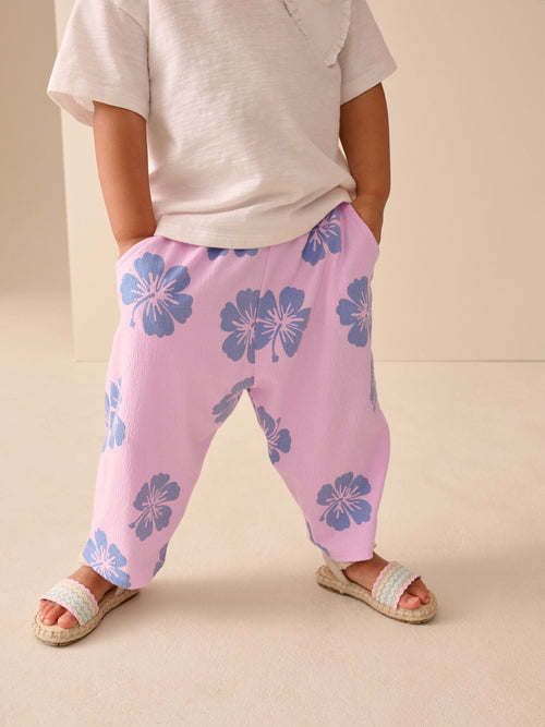 Lilac Purple Flower Barrel Leg Trousers (3mths-7yrs) image 1