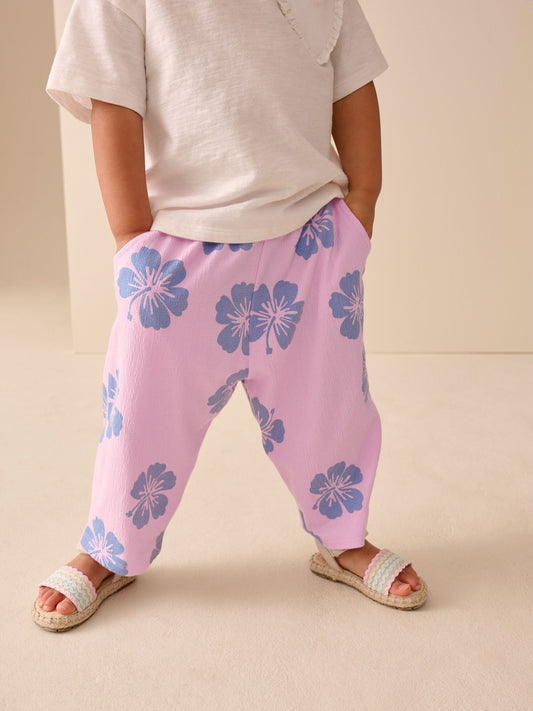 Lilac Purple Flower Barrel Leg Trousers (3mths-7yrs) image 1