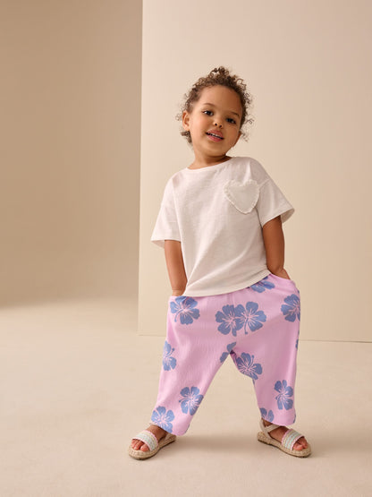 Lilac Purple Flower Barrel Leg Trousers (3mths-7yrs) image 2