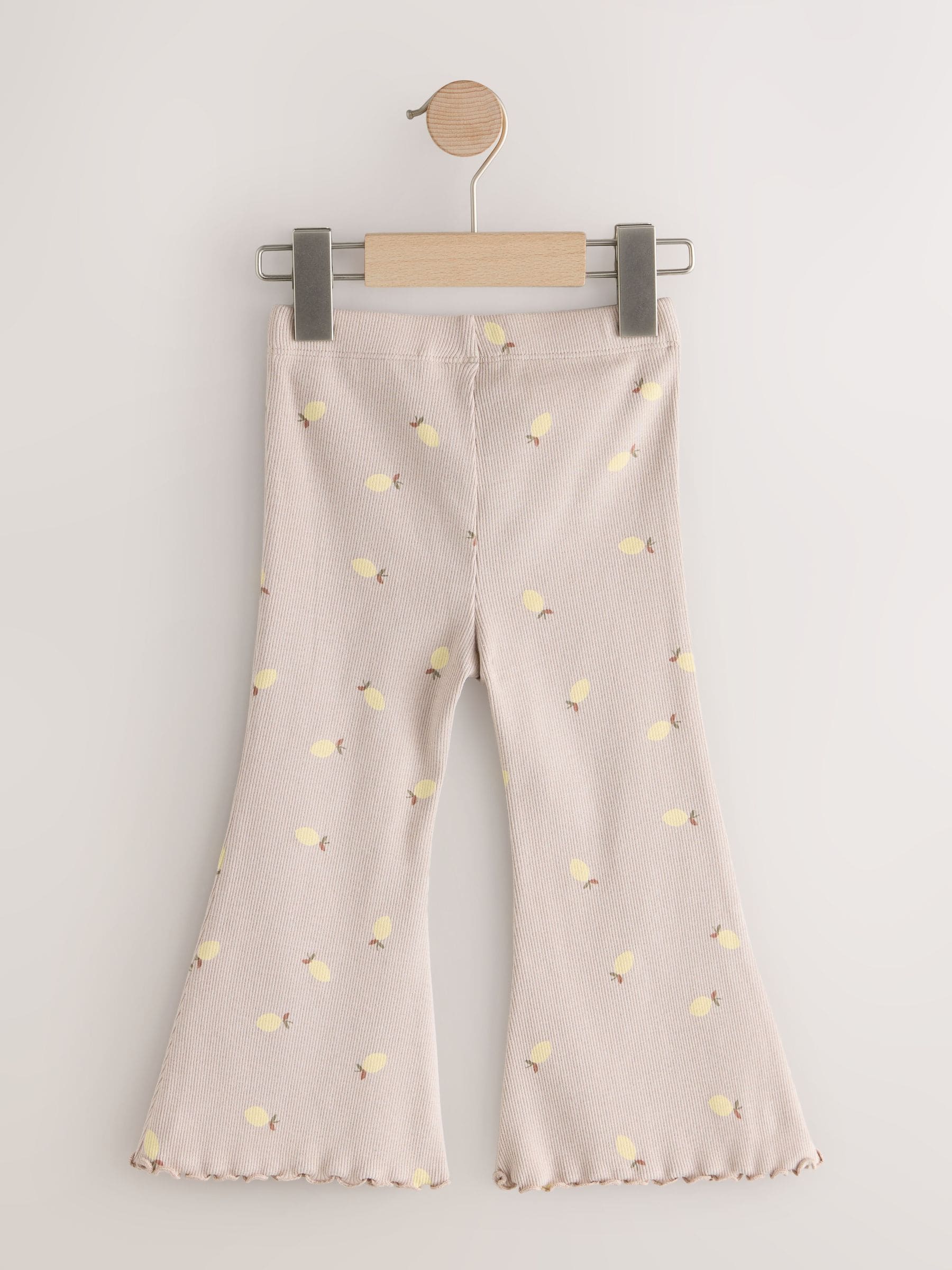 Neutral Lemon Print Rib Flare Leggings (3mths-7yrs) image 6