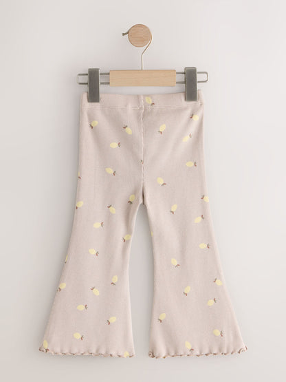 Neutral Lemon Print Rib Flare Leggings (3mths-7yrs) image 6