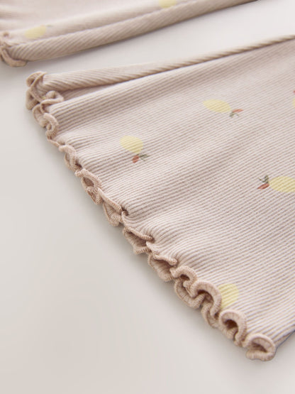 Neutral Lemon Print Rib Flare Leggings (3mths-7yrs) image 8