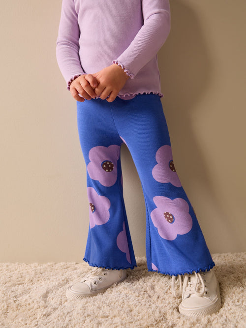 Blue Flower Rib Flare Leggings (3mths-7yrs) image 1