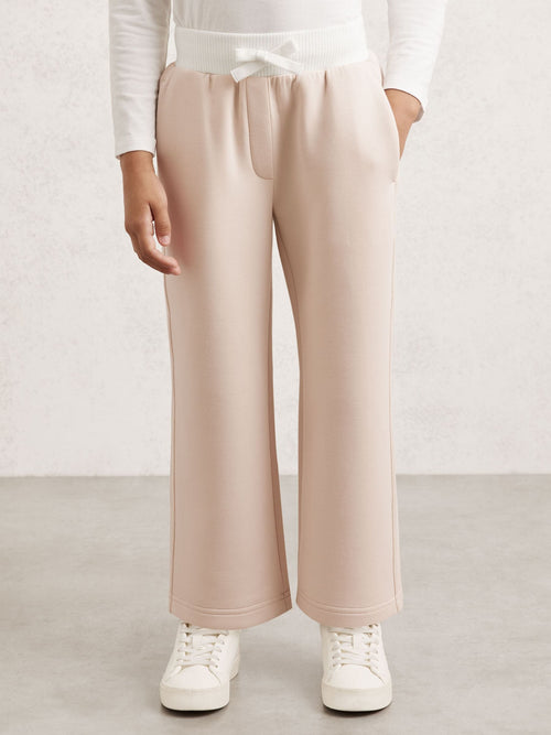Reiss Neutral Laney 9-13 yrs Premium Interlock Wide-Leg Joggers image 1