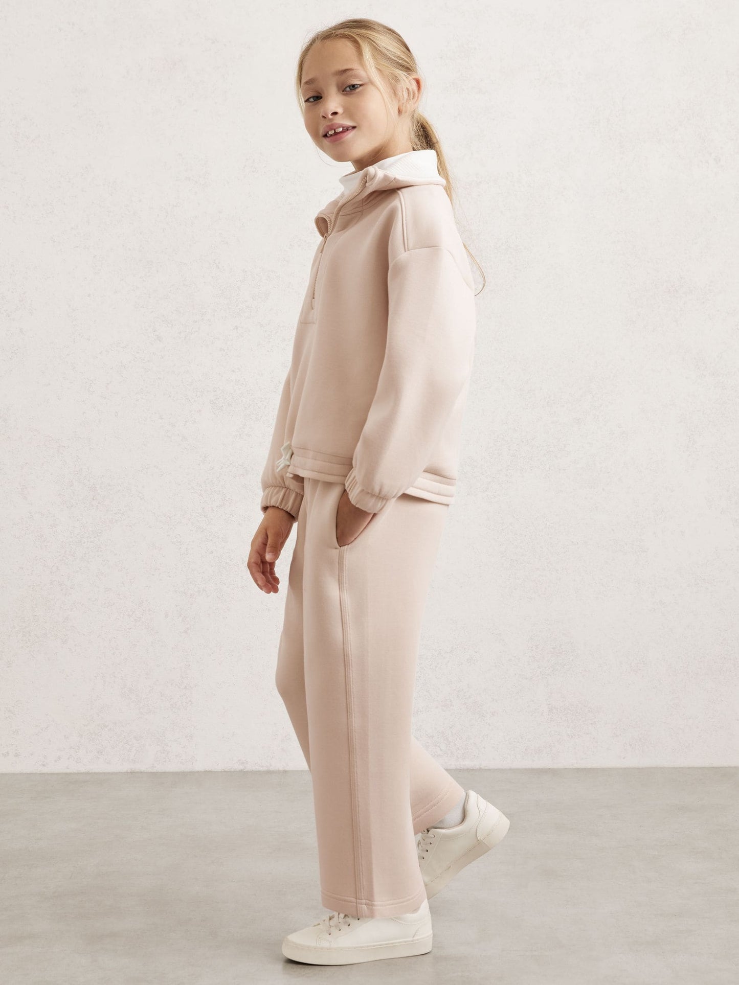 Reiss Neutral Laney 9-13 yrs Premium Interlock Wide-Leg Joggers image 3