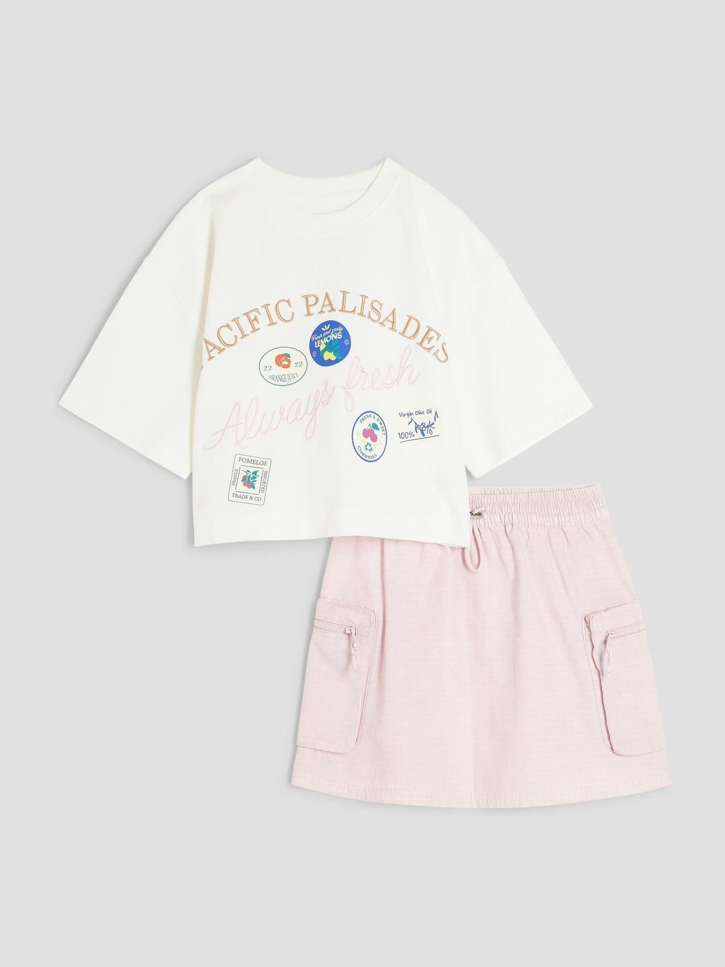 Dsiney Kidz - River Island Pink Cargo Skirt and T-Shirt Set image 1