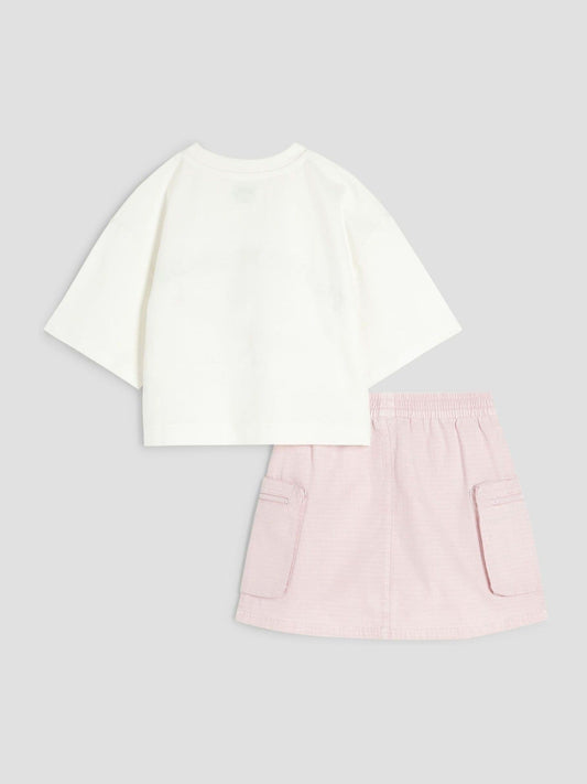 Dsiney Kidz - River Island Pink Cargo Skirt and T-Shirt Set image 2