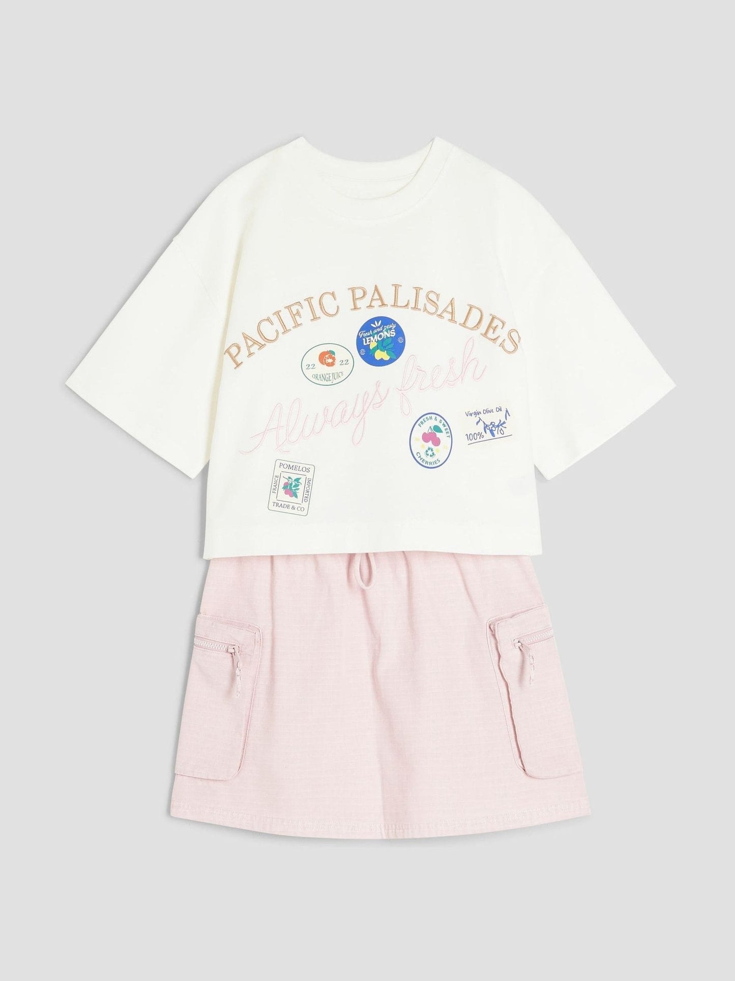 Dsiney Kidz - River Island Pink Cargo Skirt and T-Shirt Set image 3