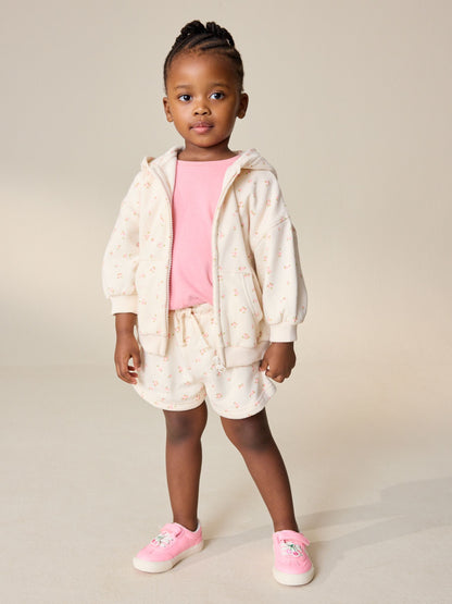 Cream Ditsy Floral Sweat Shorts (3mths-7yrs) image 1