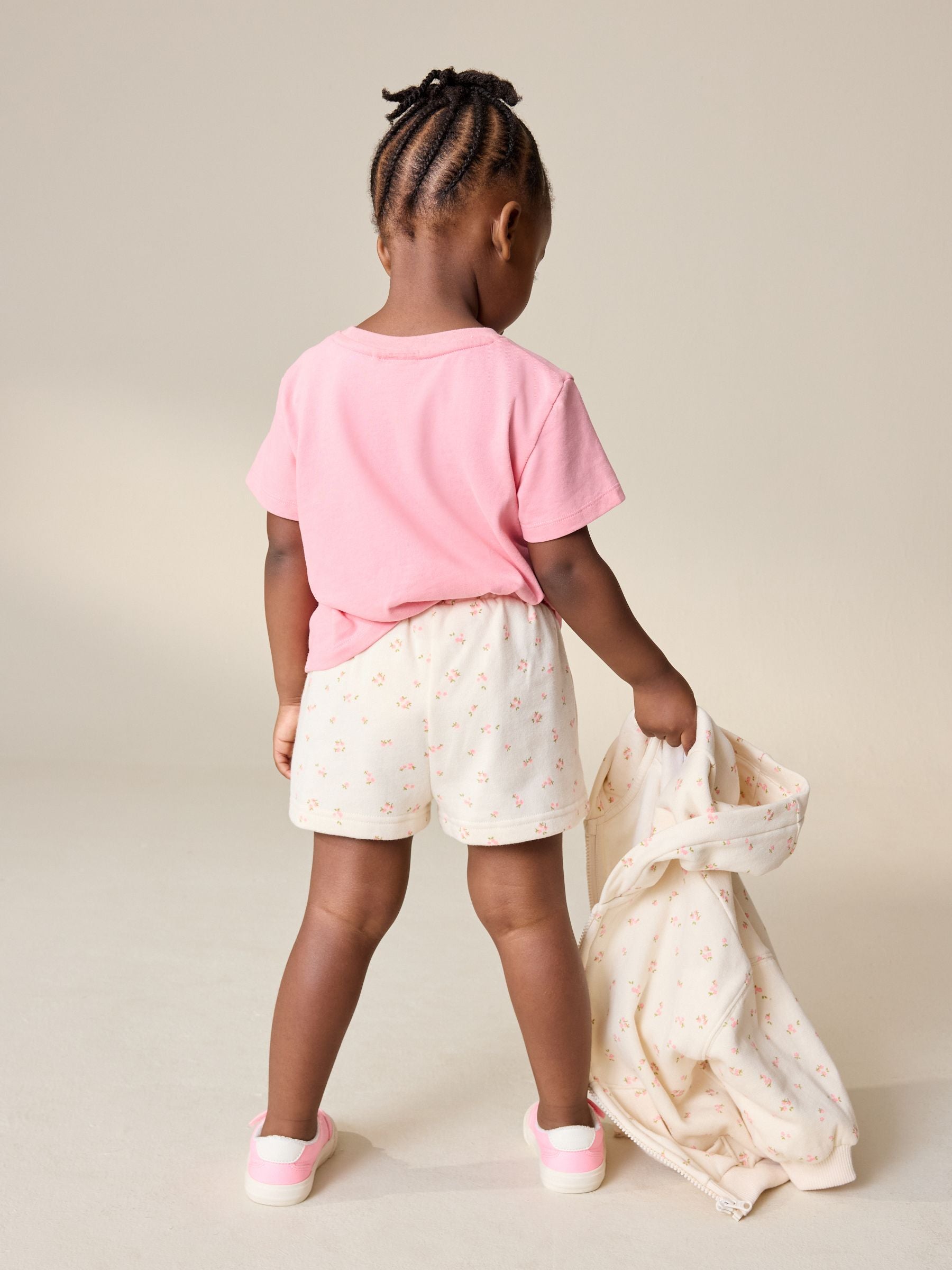 Cream Ditsy Floral Sweat Shorts (3mths-7yrs) image 3