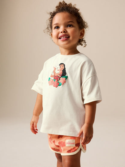 Coral/Ecru Disney Moana Short Sleeve Top and Shorts Set (3mths-7yrs) image 2