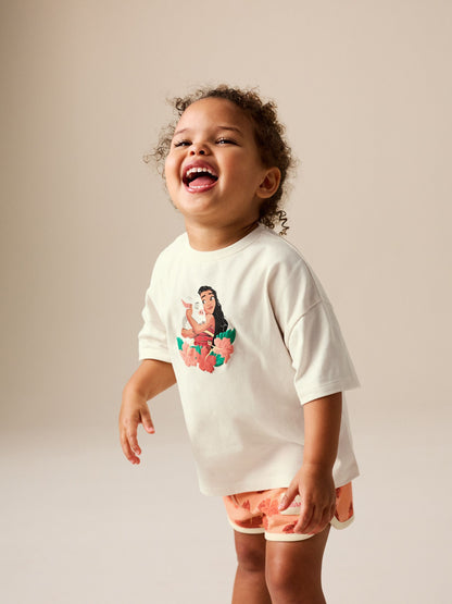 Coral/Ecru Disney Moana Short Sleeve Top and Shorts Set (3mths-7yrs) image 3