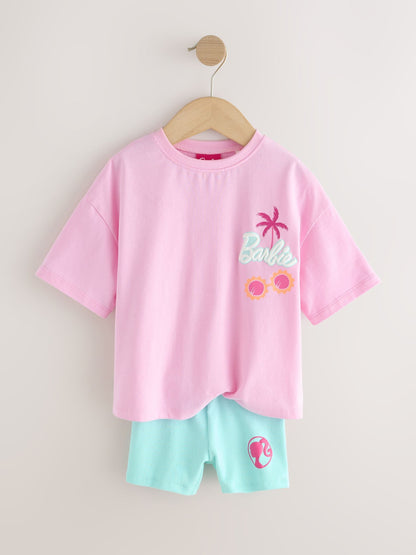 Pink Barbie Short Sleeve T-Shirt and Cycle Shorts Set (3mths-7yrs) image 5