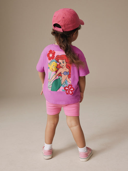 Purple Disney Little Mermaid Short Sleeve T-Shirt and Rib Cycle Shorts Set (3mths-7yrs) image 1
