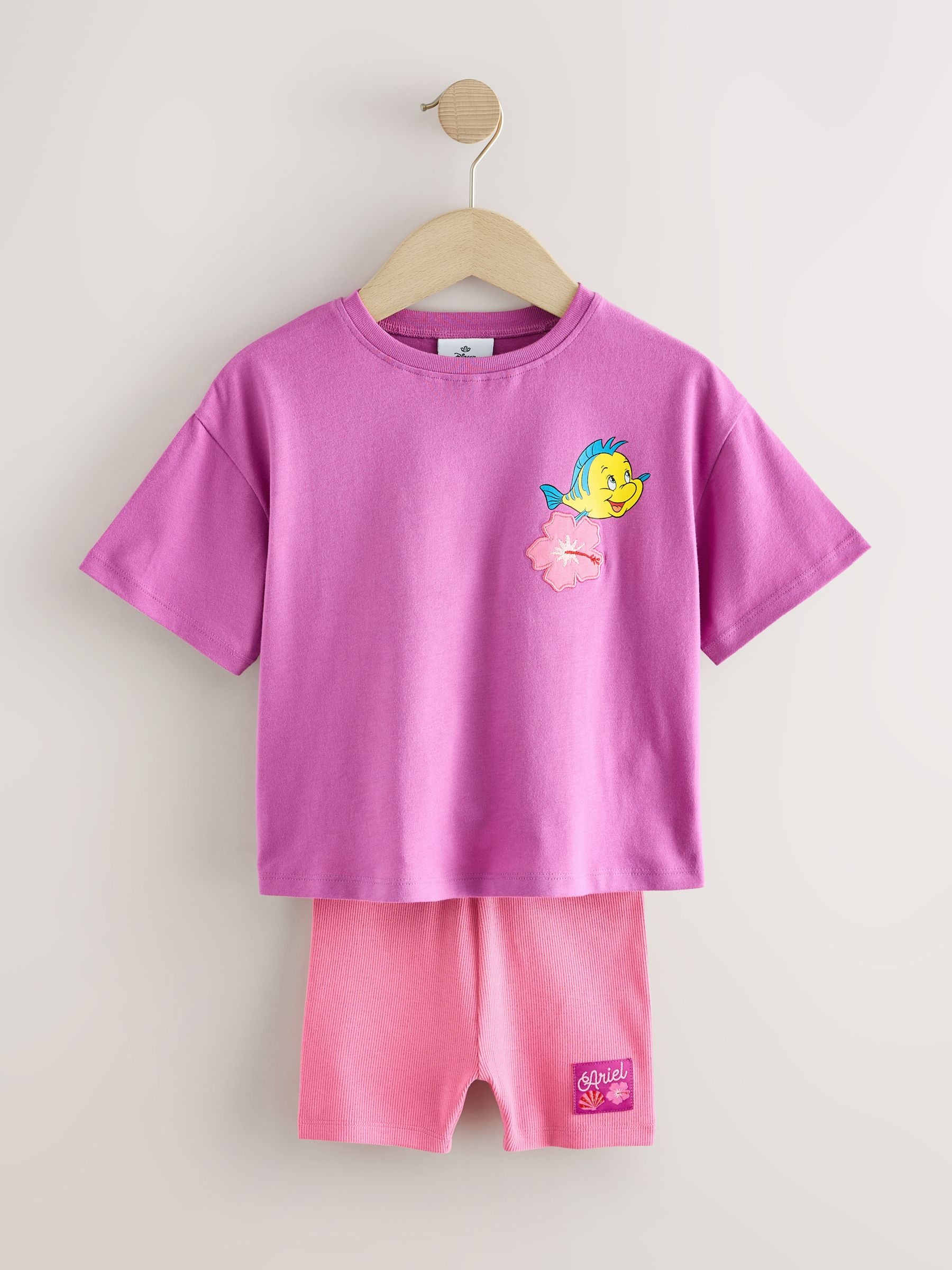Purple Disney Little Mermaid Short Sleeve T-Shirt and Rib Cycle Shorts Set (3mths-7yrs) image 5