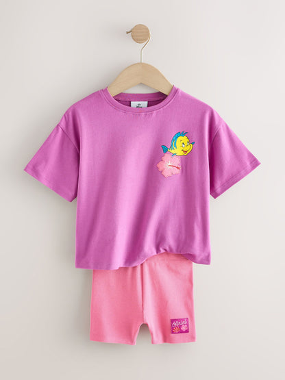 Purple Disney Little Mermaid Short Sleeve T-Shirt and Rib Cycle Shorts Set (3mths-7yrs) image 6