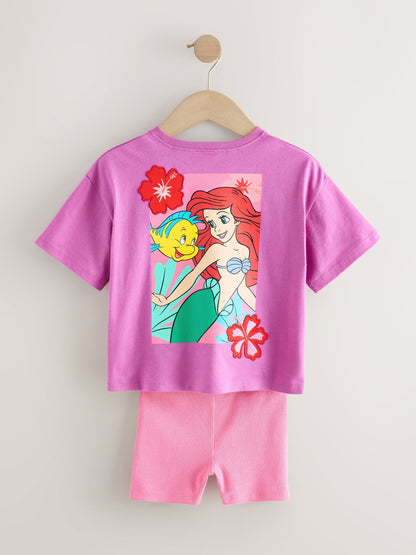 Purple Disney Little Mermaid Short Sleeve T-Shirt and Rib Cycle Shorts Set (3mths-7yrs) image 7