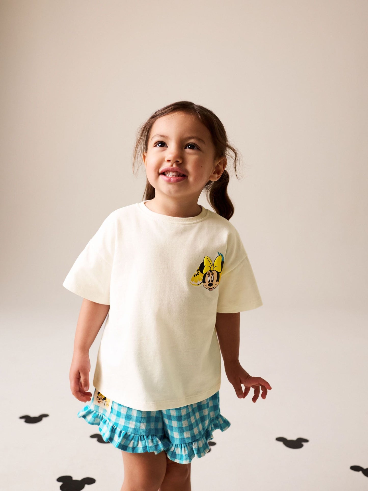 Ecru White Disney Minnie and Mickey Short Sleeve Top and Shorts Set (3mths-7yrs) image 3