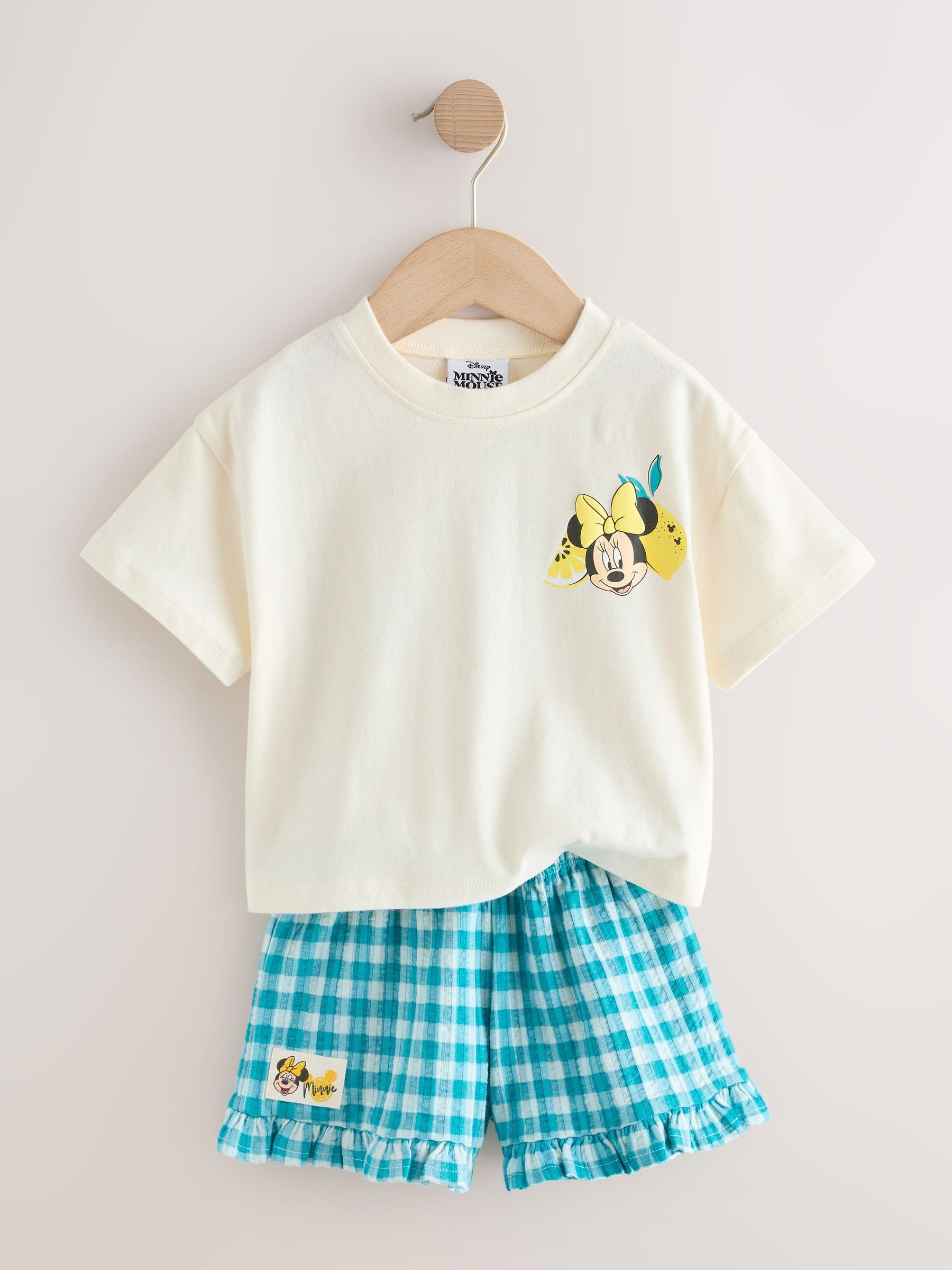 Ecru White Disney Minnie and Mickey Short Sleeve Top and Shorts Set (3mths-7yrs) image 6