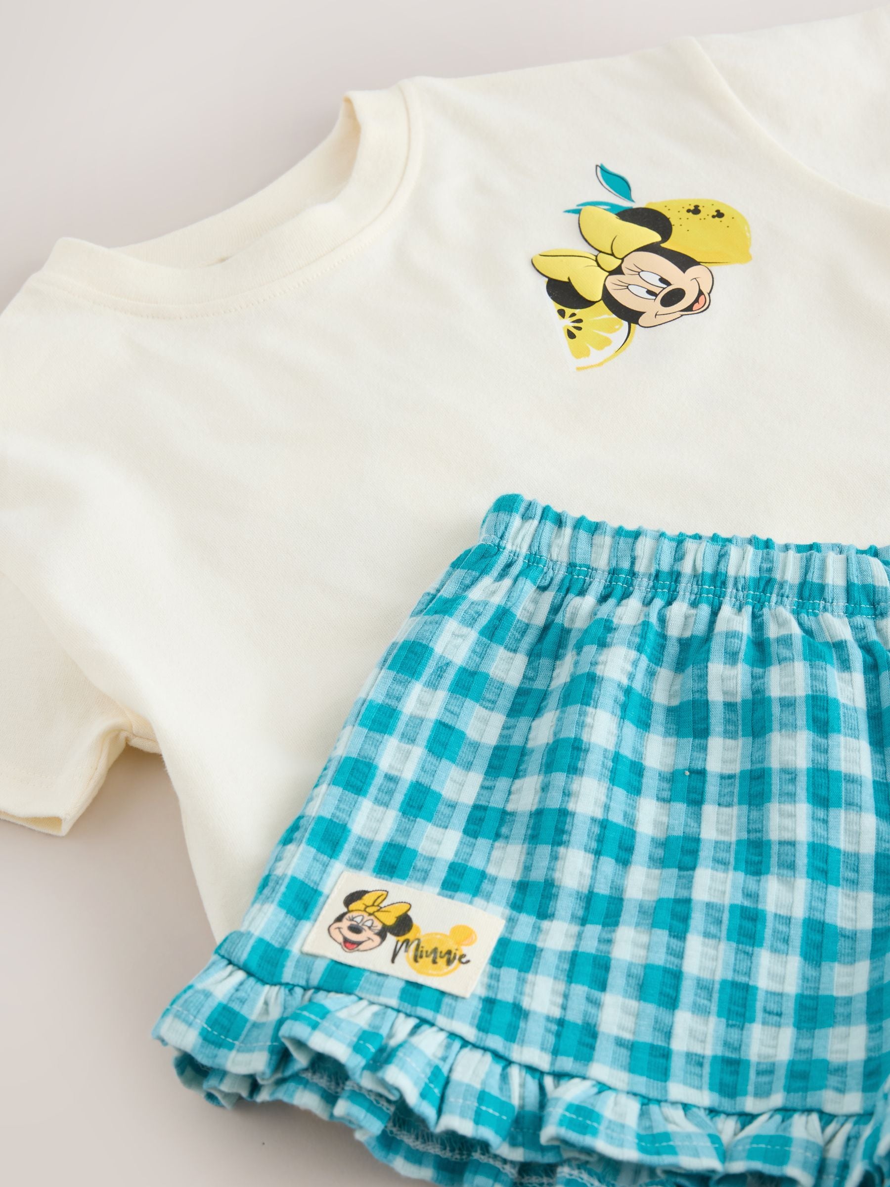 Ecru White Disney Minnie and Mickey Short Sleeve Top and Shorts Set (3mths-7yrs) image 8