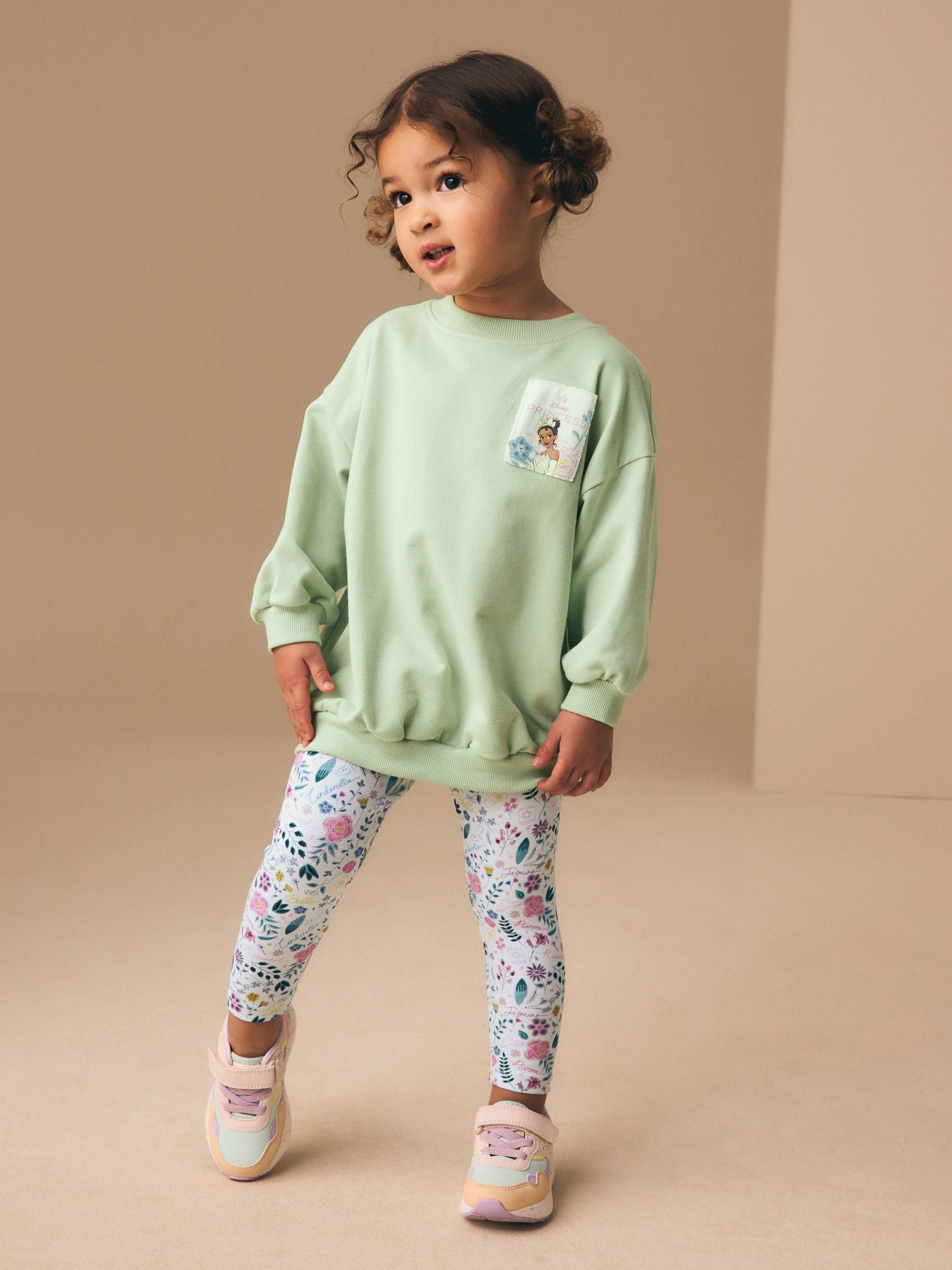 Green Disney Princess Long Sleeve Top and Leggings Set (3mths-7yrs) image 2