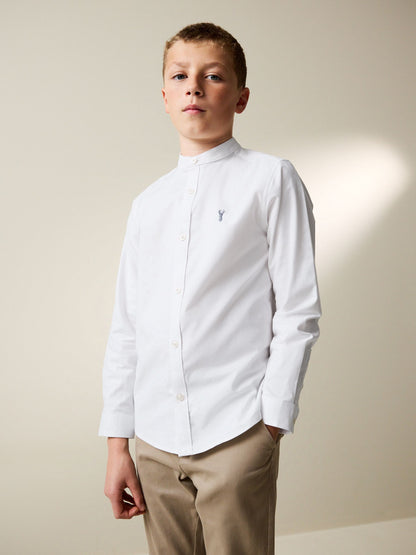 Dsiney Kidz - White Long Sleeve Grandad Collar Oxford Shirt (3-16yrs) image 1