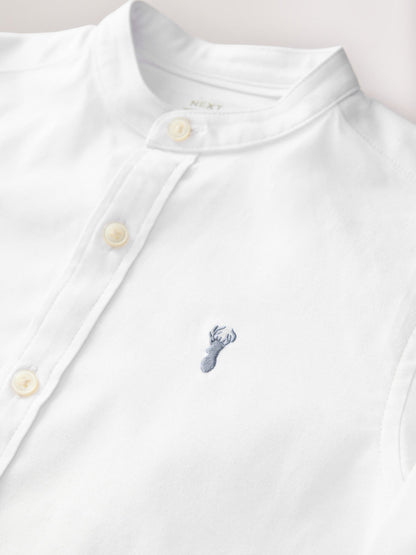 Dsiney Kidz - White Long Sleeve Grandad Collar Oxford Shirt (3-16yrs) image 4