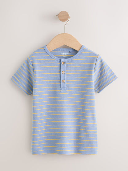 Blue/Yellow Stripe Short Sleeve Henley Neck T-Shirt (3mths-7yrs) image 1