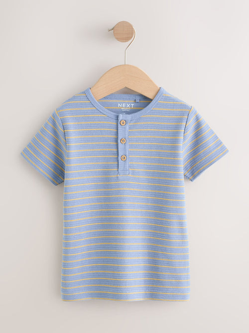 Blue/Yellow Stripe Short Sleeve Henley Neck T-Shirt (3mths-7yrs) image 1