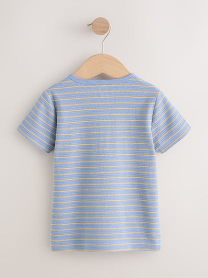 Blue/Yellow Stripe Short Sleeve Henley Neck T-Shirt (3mths-7yrs) image 3