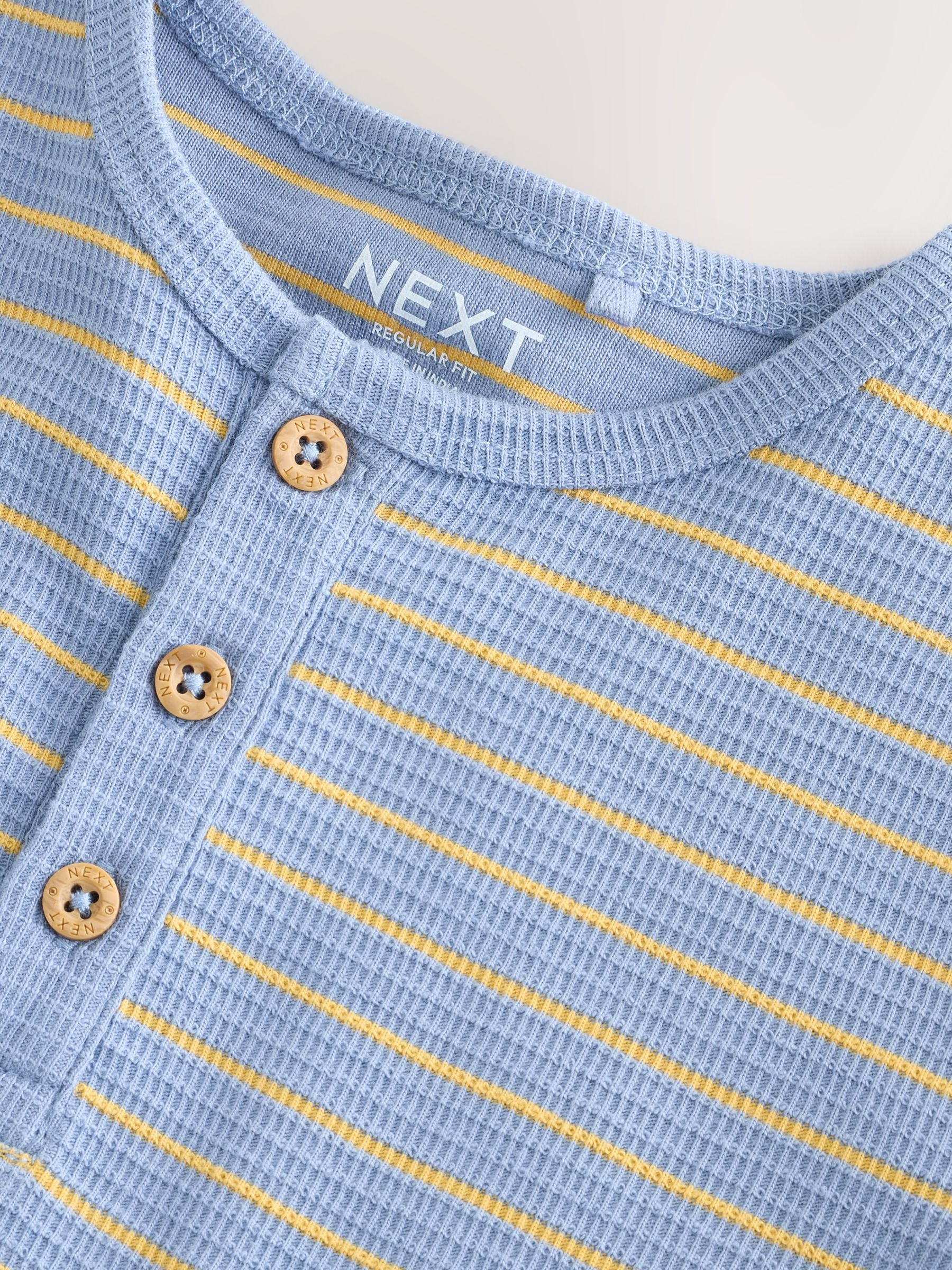 Blue/Yellow Stripe Short Sleeve Henley Neck T-Shirt (3mths-7yrs) image 4