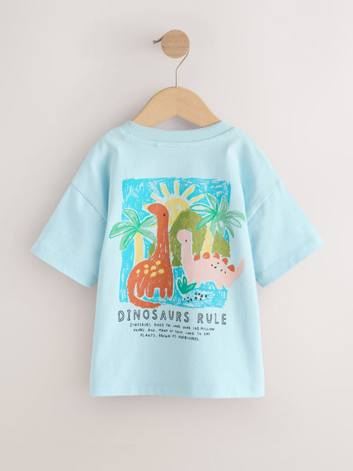 Blue Dinosaur Short Sleeve Back Print T-Shirt (3mths-7yrs) image 1