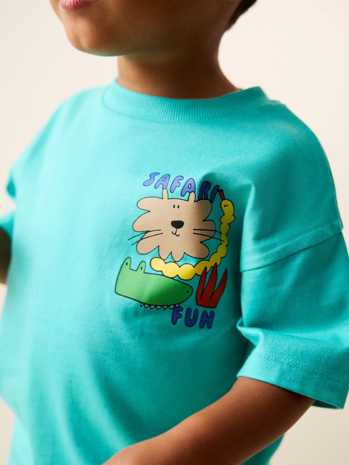Aqua Blue Animal Short Sleeve Back Print T-Shirt (3mths-7yrs) image 3