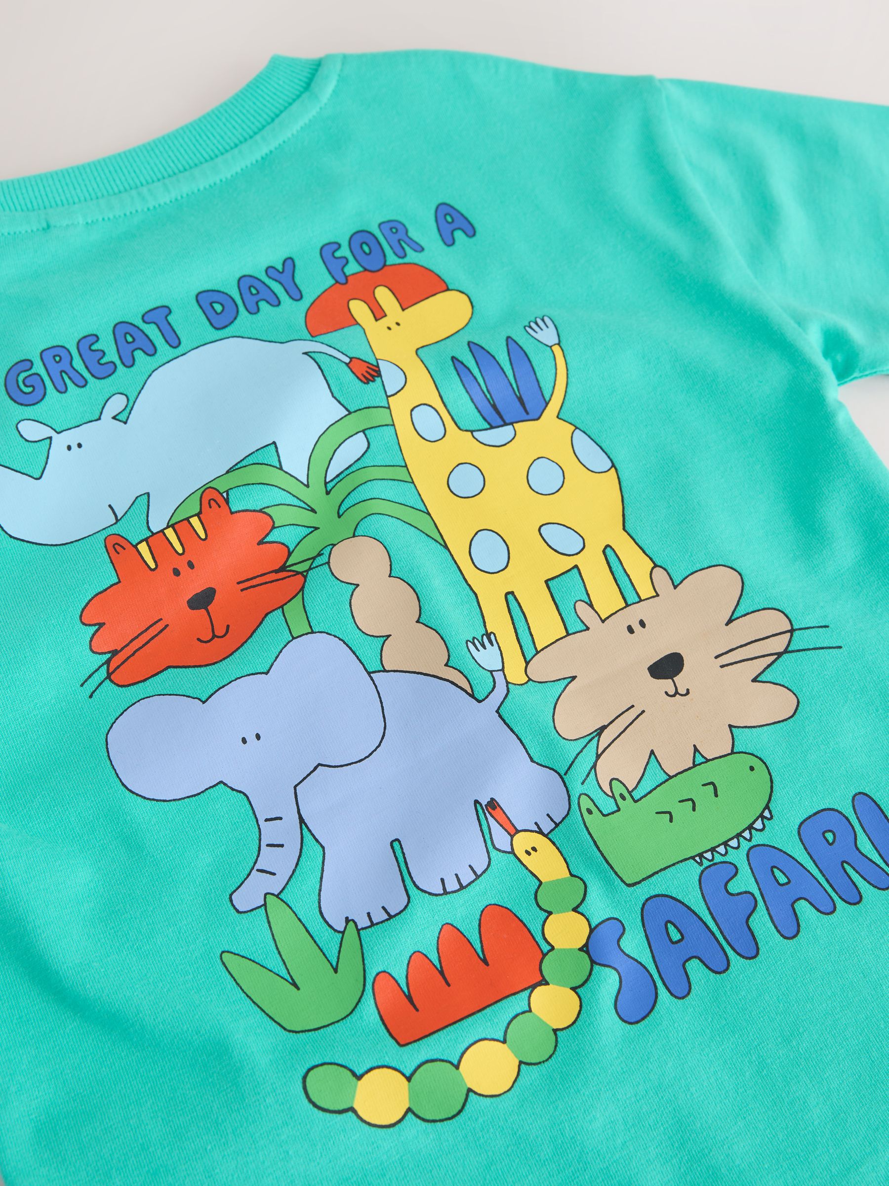 Aqua Blue Animal Short Sleeve Back Print T-Shirt (3mths-7yrs) image 7