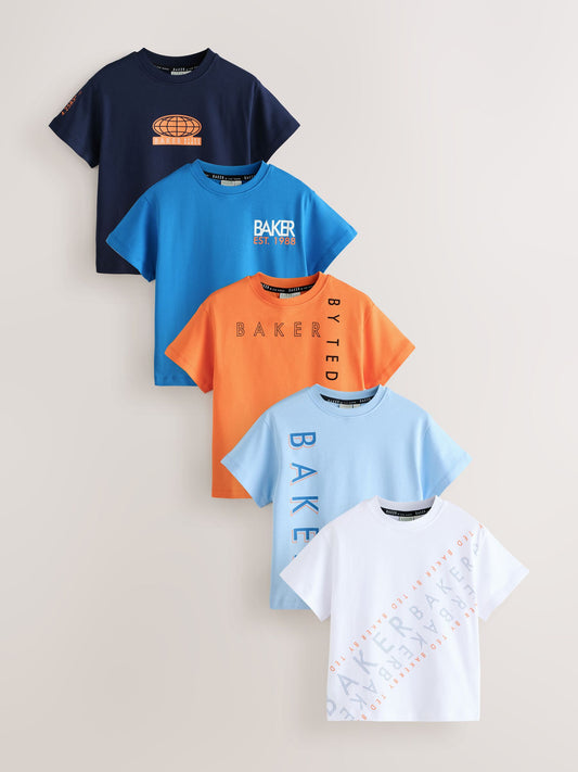 Baker by Ted Baker Graphic Print T-Shirts 5 Pack image 1