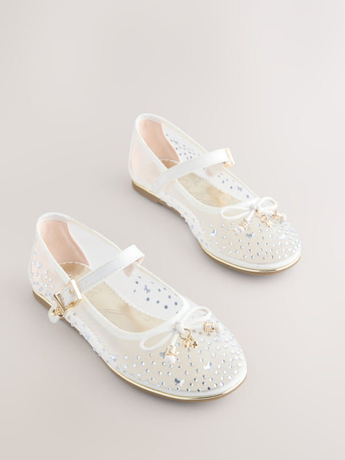 Baker by Ted Baker Mesh Diamante Mary Jane Occasion White Shoes image 1