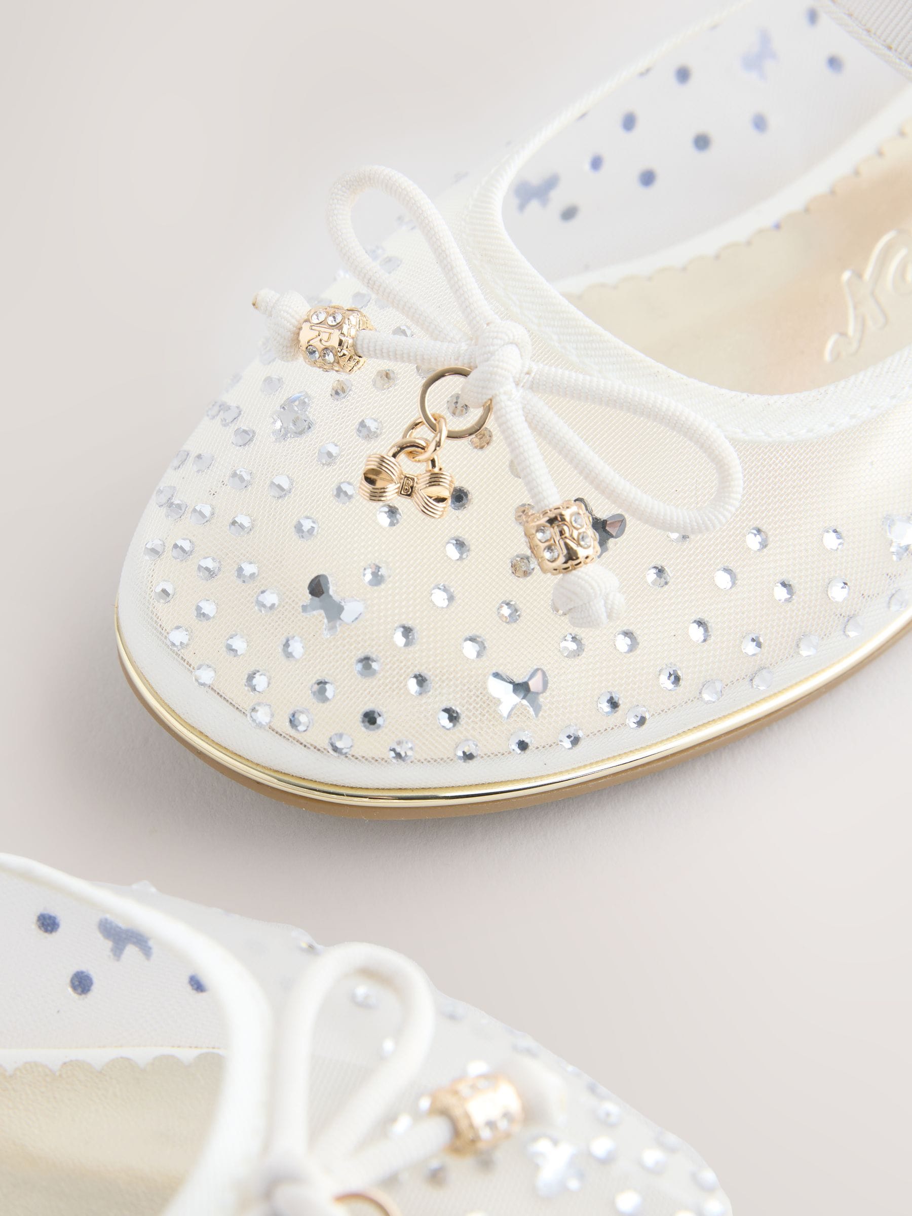 Baker by Ted Baker Mesh Diamante Mary Jane Occasion White Shoes image 3
