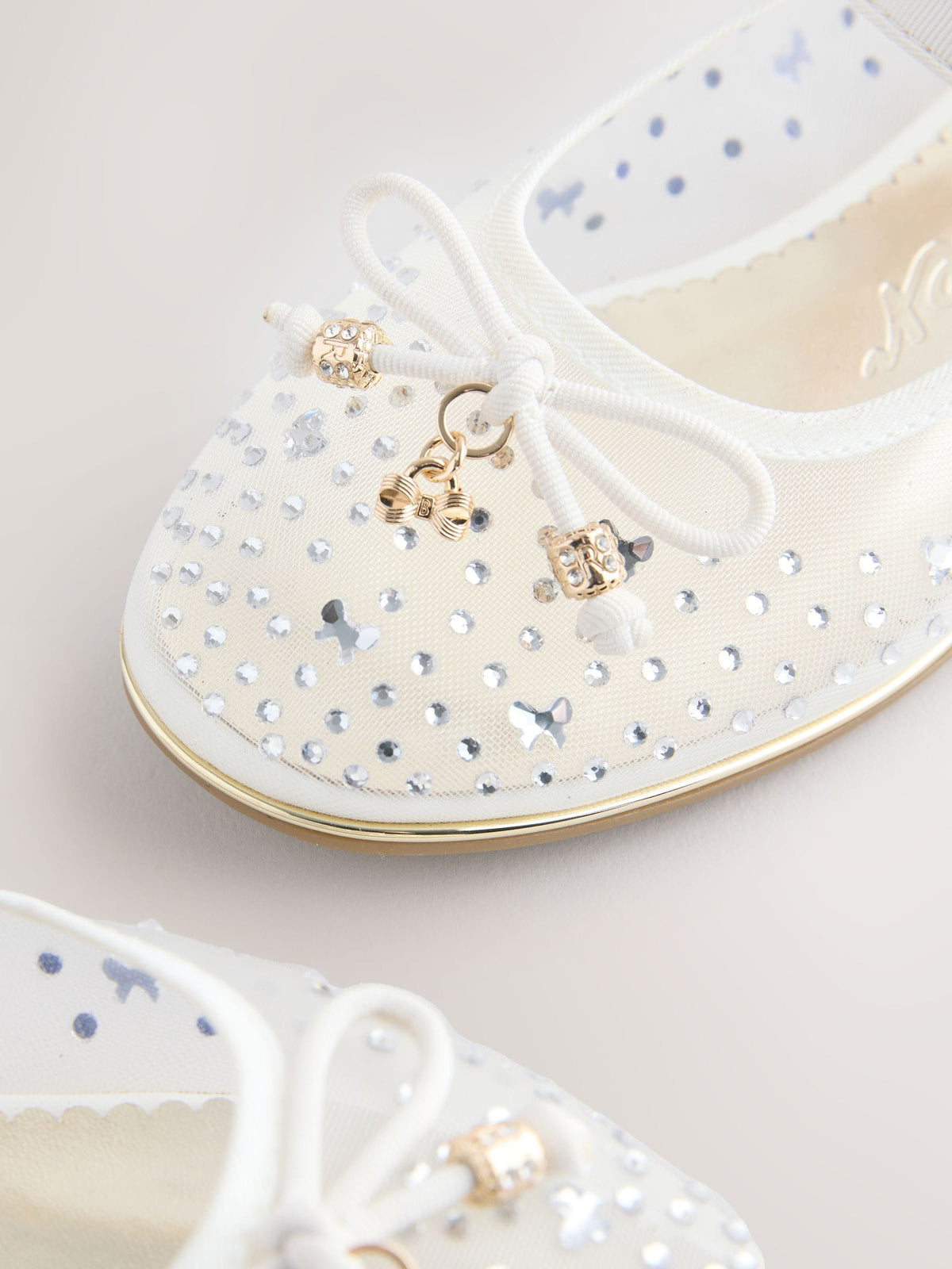 Baker by Ted Baker Mesh Diamante Mary Jane Occasion White Shoes image 3